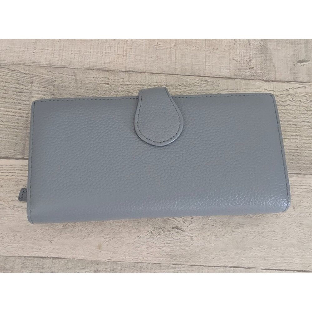 Dante Womens Faux Leather Wallet With Zippered Pocket & Card Slots Blue